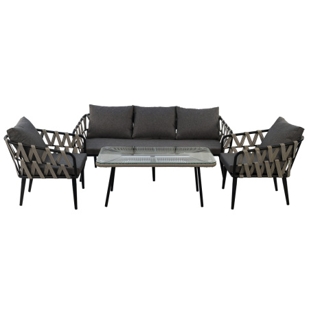 CLIM001 Комплект LIMA (2 кресла, диван 3-местный, стол журнальный) графит, темно-серый (2)