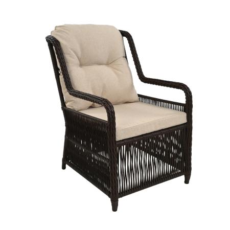 Кресло МИЛАН с комплектом подушек (62х86хН97, Эрба стейпл коричневый, Алюминий, estera песочный)