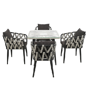 Комплект LIMA обеденный (4 стула+стол 80х80х76) (Эрба стейпл графит, Сталь , estera темно-серый)