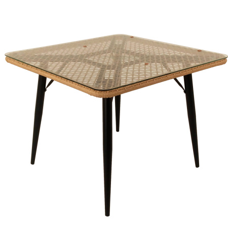 Стол обеденный AURA квадратный со стеклом