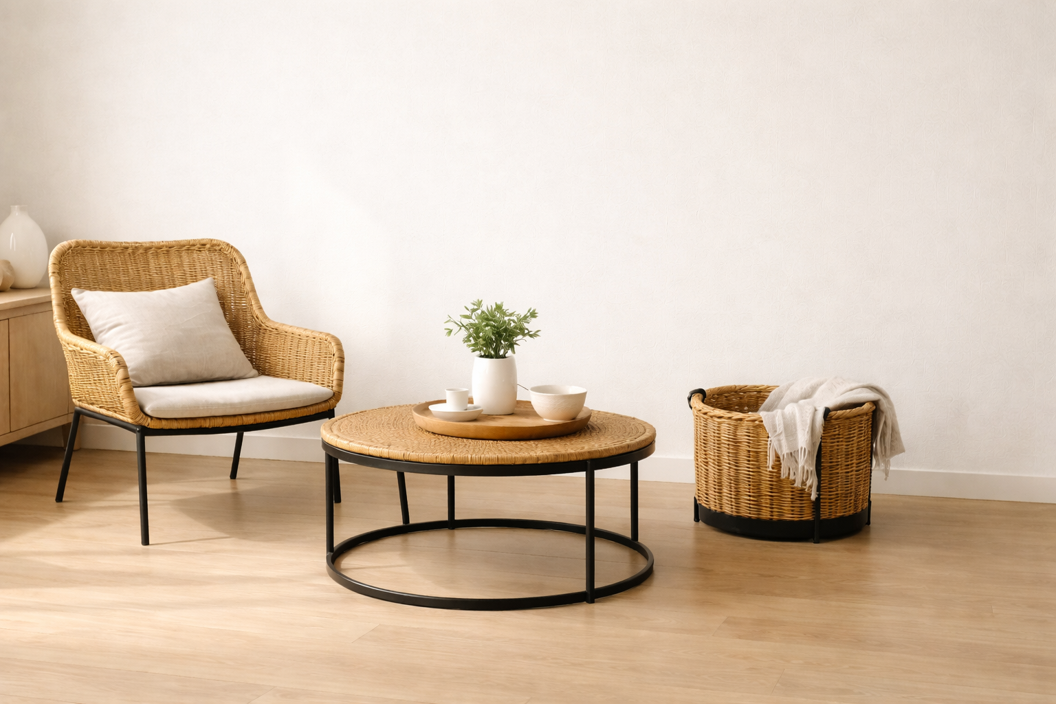 Искусственный ротанг в интерьере - натуральный тренд в городской квартире и мебельный акцент под дуб Искусственный ротанг в интерьере - натуральный тренд в городской квартире и мебельный акцент под дуб