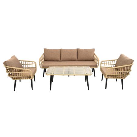 Комплект LIANA лаунж (Диван 3-местный, 2 кресла, стол журнальный) (Эрба плессе грано, Алюминий , estera тауп)