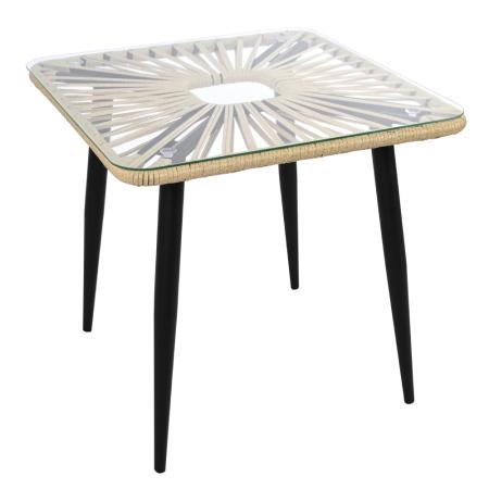 Стол обеденный LIMA 80х80хН76 со стеклом (80х80хH76, Эрба стейпл грано, Сталь, , Стекло )