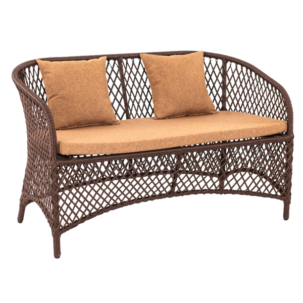 Диван AURA 2-местный (130х65хН80, Эрба стейпл коричневый, Сталь, estera тауп)