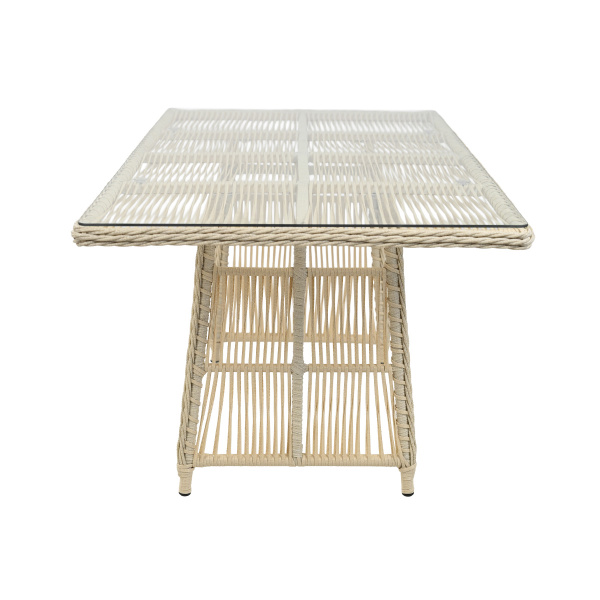 Стол обеденный МИЛАН 90х150хН76 со стеклом (90х150хH76, Эрба стейпл айвори, Алюминий, , Стекло закаленное)