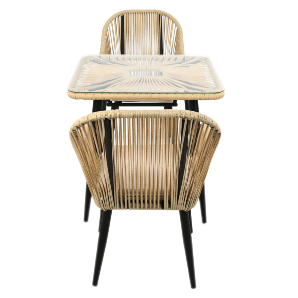 Комплект NUAR обеденный разборный (2 стула, стол обеденный 80х80хН76) (Эрба стейпл грано, Сталь , estera тауп)