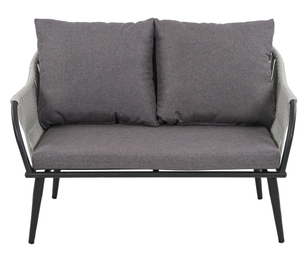 Диван NUAR 2-местный разборный с комплектом подушек (121х76хН79, Эрба стейпл графит, Сталь, estera темно-серый)