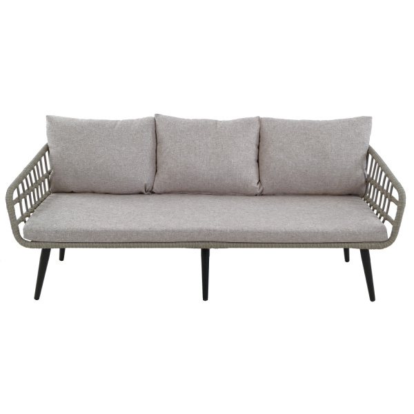 Диван LIANA 3-местный с комплектом подушек (174х68,5хН66,5, Эрба плессе графит, Алюминий, estera светло-серый)