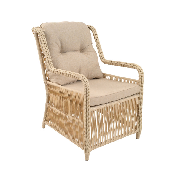 Комплект МИЛАН (6 кресел, стол обеденный 90х150) (Эрба стейпл айвори, Алюминий , estera песочный)