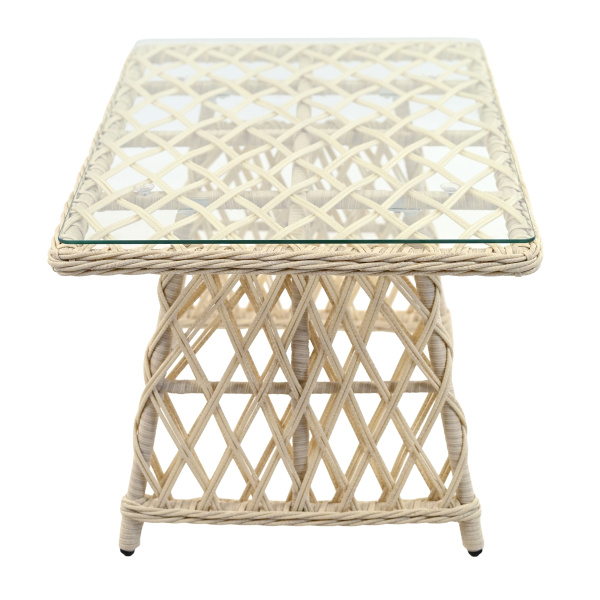 Стол кофейный КАЛИПСО 70х110хН60 со стеклом (70x110xH60, Эрба стейпл айвори, Алюминий, Стекло )