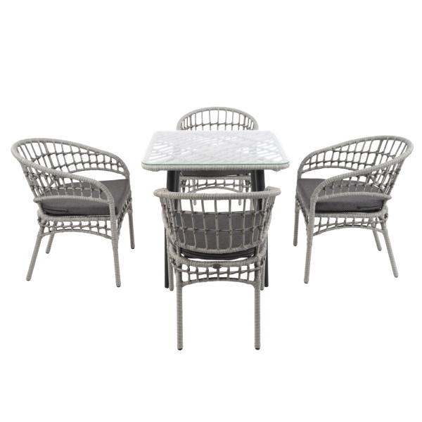 Комплект AURA lite tubo (4 кресла, стол обеденный 80х80) 