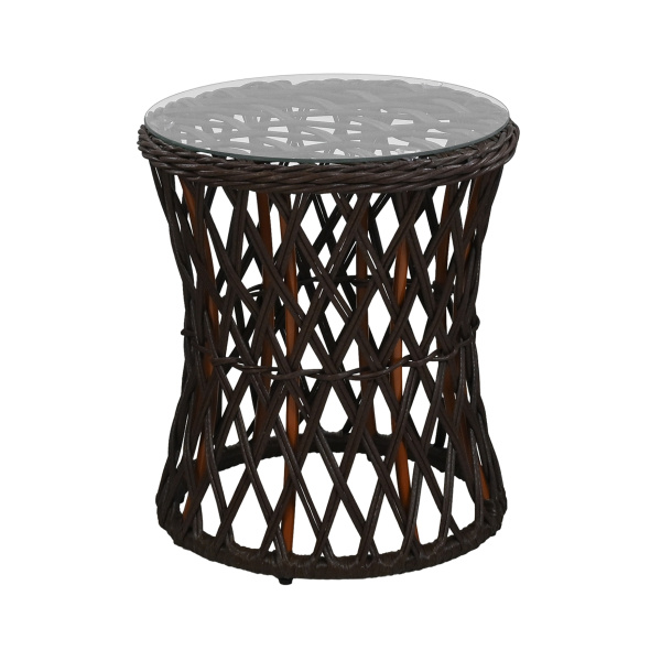 Комплект 2 кресла МИЛАН, стол КАЛИПСО d50 (Эрба стейпл коричневый, Алюминий , estera песочный)