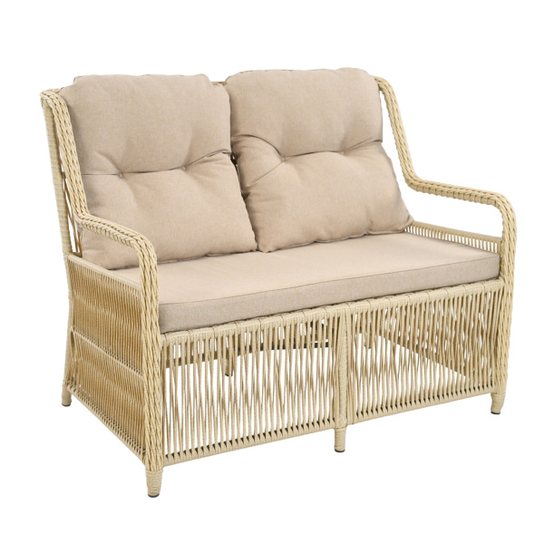 Комплект МИЛАН (2 кресла, 2-местный диван, стол кофейный 70х110) (Эрба стейпл айвори, Алюминий , estera песочный)