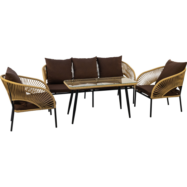 Диван LUNA 3-местный с комплектом подушек (176х75хН80, Эрба стейпл грано, Сталь, estera шоколадный)