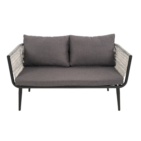 Диван TINTO 2-местный st с комплектом подушек (Эрба плессе графит, 131х76хН68, Сталь, Чёрный, estera темно-серый)