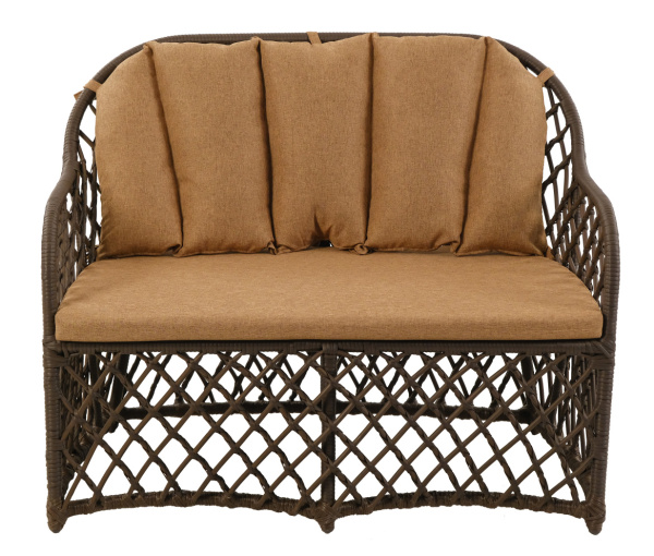 Диван BRONTE 2-местный с комплектом подушек (алюминий) (120х78хН92,5, Трубка 10-13 мм темно-коричневый, Алюминий, estera песочный)