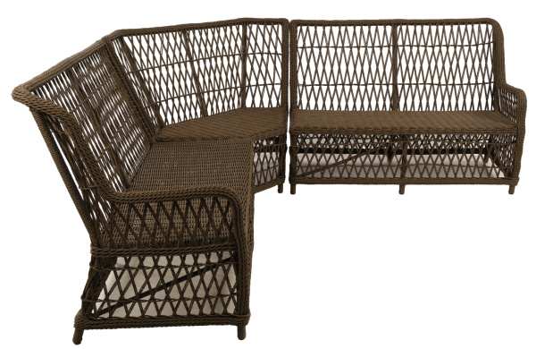 Комплект RIVIERA (Диван 2-местный правый, диван 2-местный левый, кресло угловое, стол 90х120хН76) (Эрба твист коричневый, Алюминий , Prima охра)