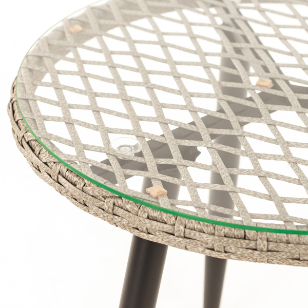 Стол кофейный AURA/NUAR со стеклом (d60) (D60хH60, Эрба стейпл графит, Сталь, Разборный, Стекло закаленное 5 мм)