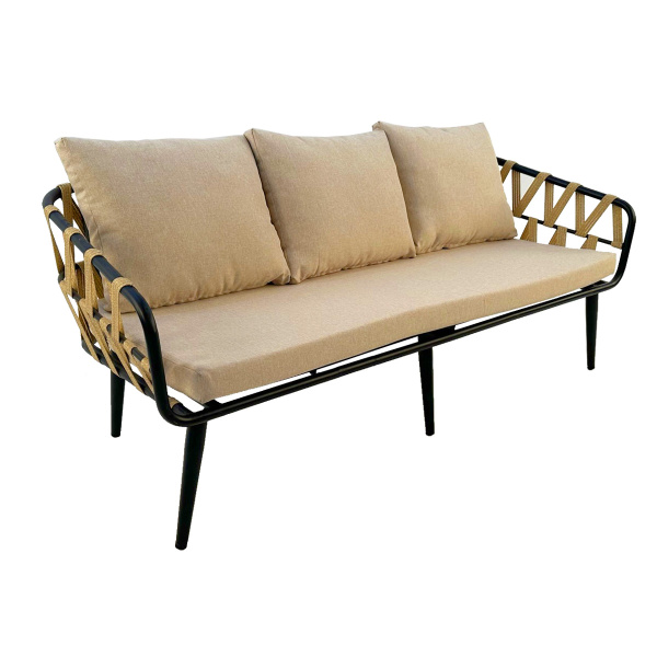 Диван LIMA 3-местный с комплектом подушек (174х68хН68, Эрба стейпл грано, Сталь, estera песочный)