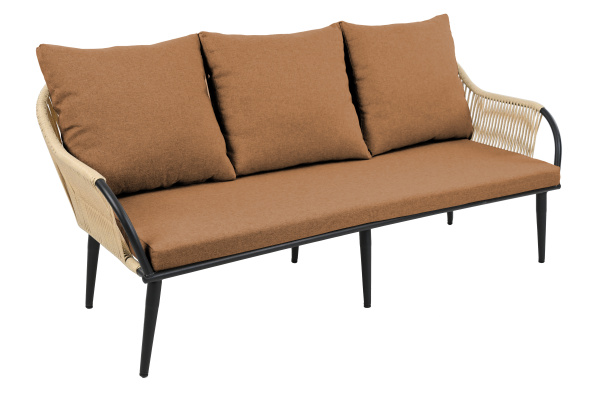 Диван NUAR 3-местный разборный с комплектом подушек (181х76хН79, Эрба стейпл грано, Сталь, estera тауп)