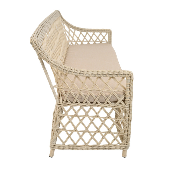 Диван КАЛИПСО 3-местный с подушкой (158х66хН86, Эрба стейпл айвори, Алюминий, эстера песочный)