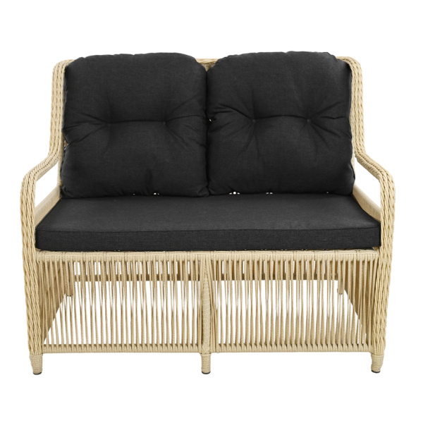 Диван МИЛАН 2-местный с комплектом подушек (119х87хН98, Эрба стейпл айвори, Алюминий, эстера темно-серый)