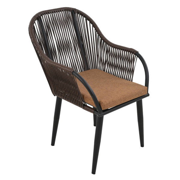 Комплект NUAR обеденный разборный (4 стула, стол обеденный 80х80хН76) (Эрба стейпл коричневый, Сталь , estera тауп)