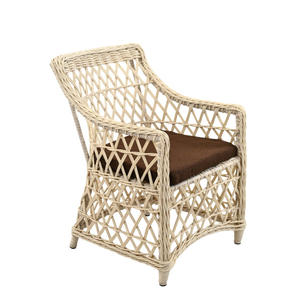 Комплект КАЛИПСО (2 кресла, диван 3-местный, стол 100х200хН76) (Эрба стейпл айвори, Алюминий , эстера шоколадный)