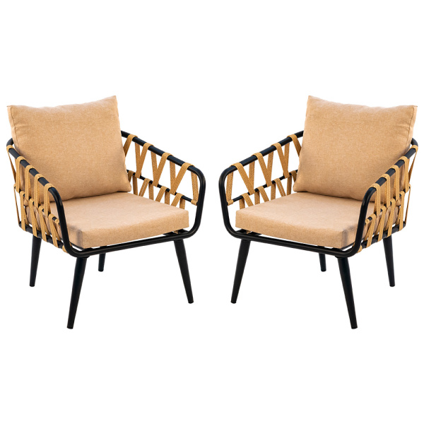 Комплект LIMA (2 кресла) (Эрба стейпл грано, Сталь Чёрный, estera песочный)