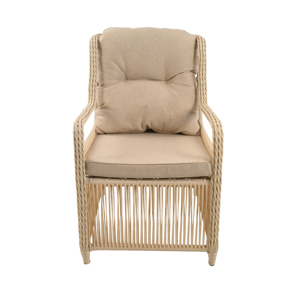 Комплект МИЛАН (6 кресел, стол обеденный 90х150) (Эрба стейпл айвори, Алюминий , estera песочный)