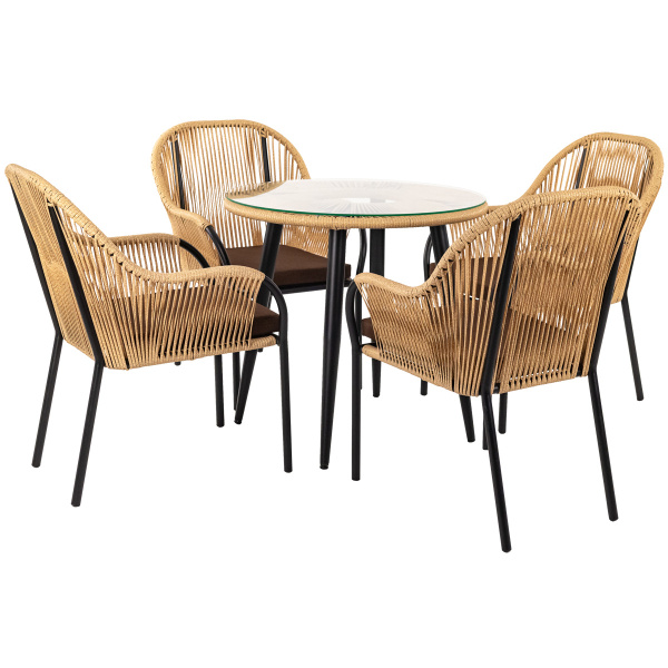 Комплект NUAR обеденный (4 стула, стол обеденный d80хН76)