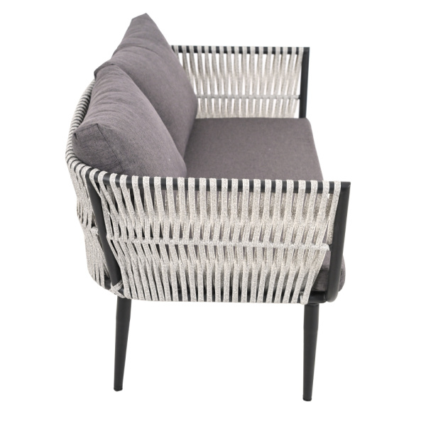 Диван TINTO 2-местный st с комплектом подушек (Эрба плессе графит, 131х76хН68, Сталь, Чёрный, estera темно-серый)