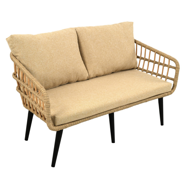 Диван LIANA 2-местный с комплектом подушек (123х68,5хН66,5, Эрба плессе грано, Сталь, estera песочный)