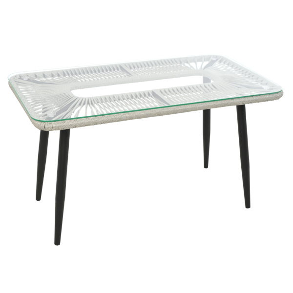 Стол кофейный NUAR со стеклом (60х110хН60) (60x110xH60, Эрба стейпл графит, Сталь, Разборный, Стекло закаленное 6 мм)