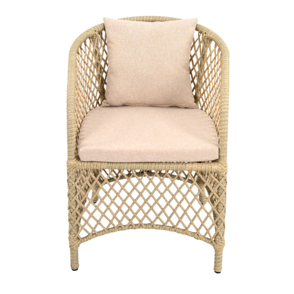 Комплект AURA 2+1 (Кресло 2 шт, стол кофейный D60). (Эрба стейпл грано, Сталь , estera песочный)