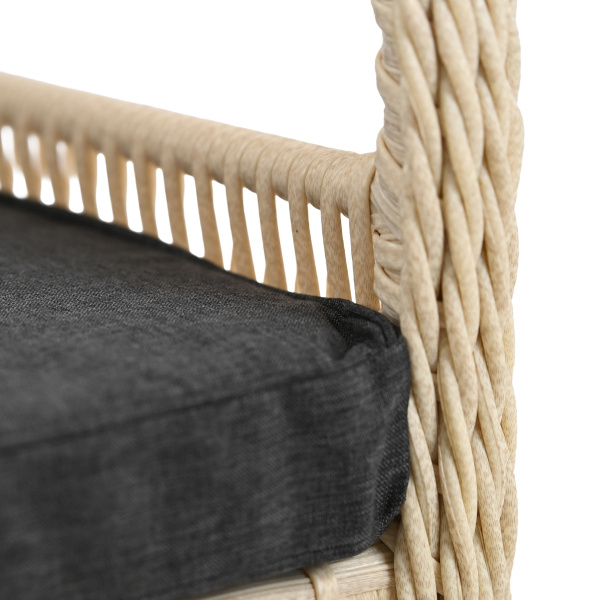 Диван МИЛАН 2-местный с комплектом подушек (119х87хН98, Эрба стейпл айвори, Алюминий, эстера темно-серый)