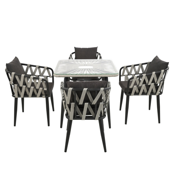 Комплект LIMA обеденный (4 стула+стол 80х80х76) (Эрба стейпл графит, Сталь , estera темно-серый)