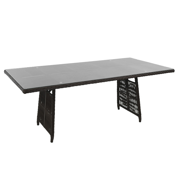 Комплект МИЛАН (2 кресла, 3-местный диван, стол обеденный 200х100) (Эрба стейпл коричневый, Алюминий , estera песочный)