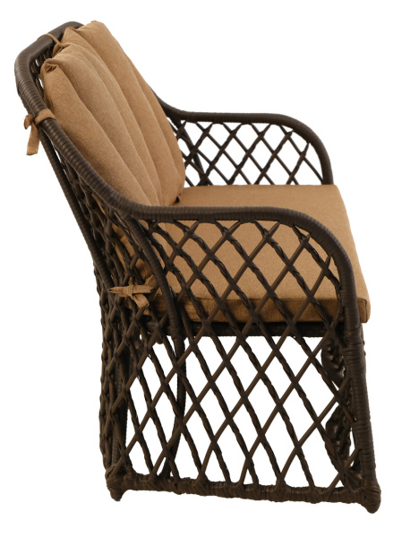 Диван BRONTE 2-местный с комплектом подушек (алюминий) (120х78хН92,5, Трубка 10-13 мм темно-коричневый, Алюминий, estera песочный)