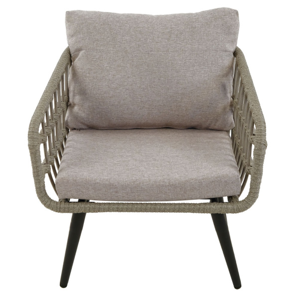 Кресло LIANA с 2 подушками (68,5х68,5хН66,5, Эрба плессе графит, Алюминий, estera светло-серый)