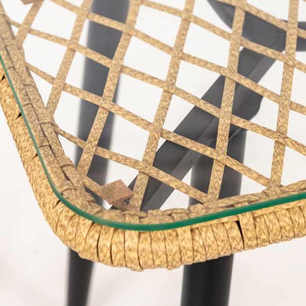 Стол кофейный AURA со стеклом (60х110хН60) (60x110xH60, Эрба стейпл грано, Сталь, Разборный, Стекло закаленное 6 мм)