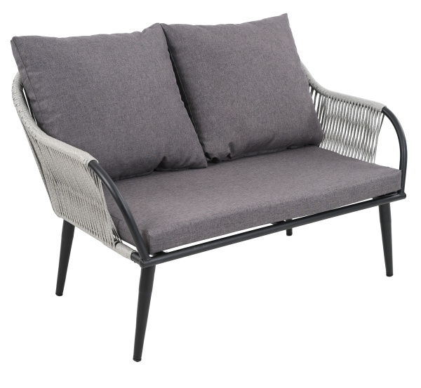 Диван NUAR 2-местный разборный с комплектом подушек (121х76хН79, Эрба стейпл графит, Сталь, estera темно-серый)