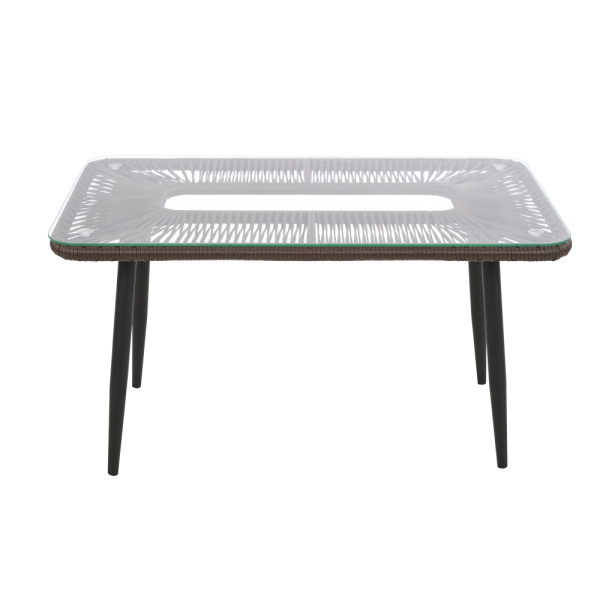 Стол кофейный NUAR со стеклом (60х110хН60) (60x110xH60, Эрба стейпл коричневый, Сталь, Разборный, Стекло закаленное 6 мм)