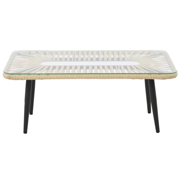 Стол журнальный LIMA со стеклом (110х61хН46, Эрба стейпл грано, Сталь, Накладное стекло закаленное 6 мм )