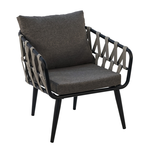 Комплект LIMA (2 кресла, диван 2-местный, стол журнальный) (Эрба стейпл графит, Сталь , estera темно-серый)