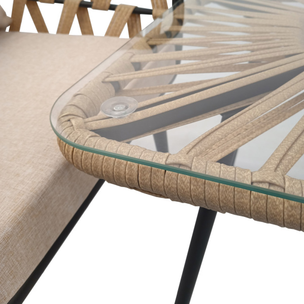 Стол журнальный LIMA со стеклом (110х61хН46, Эрба стейпл грано, Сталь, Накладное стекло закаленное 6 мм )