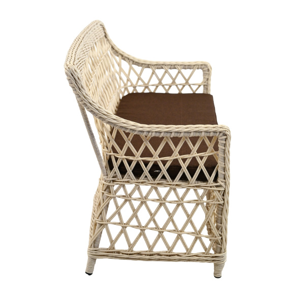 Диван КАЛИПСО 2-местный с подушкой (118х66хН86, Эрба стейпл айвори, Алюминий, эстера шоколадный)