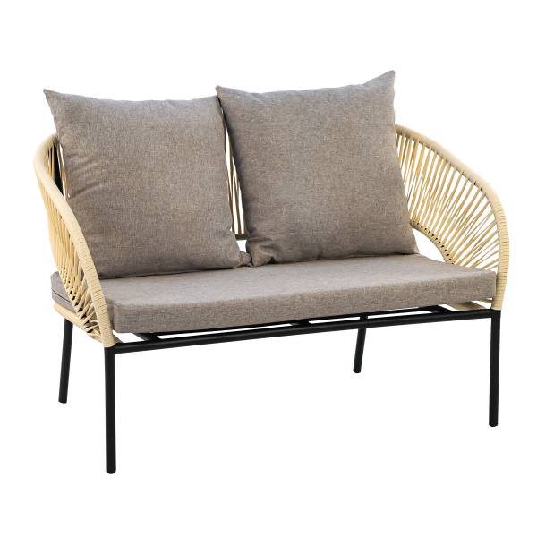 Диван LUNA 2-местный с комплектом подушек (122х75хН80, Эрба стейпл айвори, Сталь, estera темно-серый)