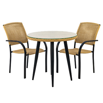 Комплект (Стул BRUT 2шт, Стол обеденный AURA d80)