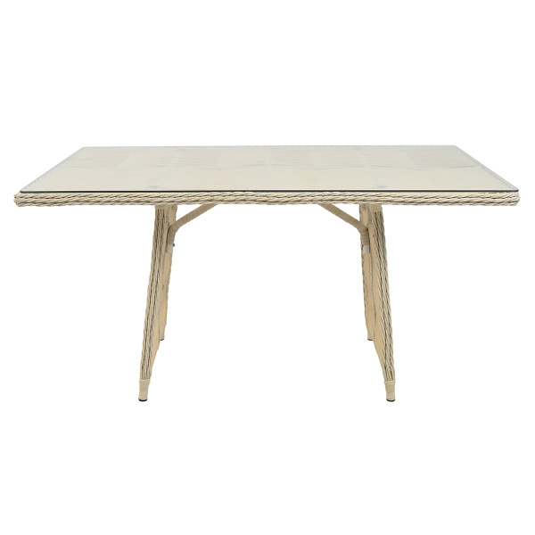 Стол обеденный МИЛАН 90х150хН76 со стеклом (90х150хH76, Эрба стейпл айвори, Алюминий, , Стекло закаленное)